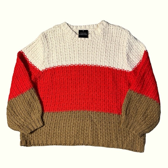 Promesa Sweaters - Promesa Knit Sweater Cream Brown Red NEW